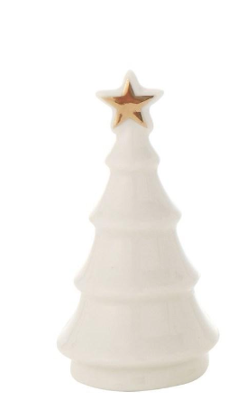 Ceramic Tree, White w/ Gold Electroplated Star