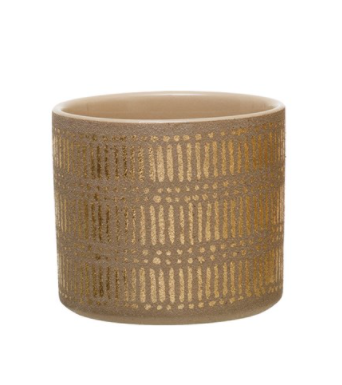 Stoneware Planter with Gold Design