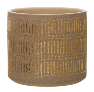 Stoneware Planter with Gold Design