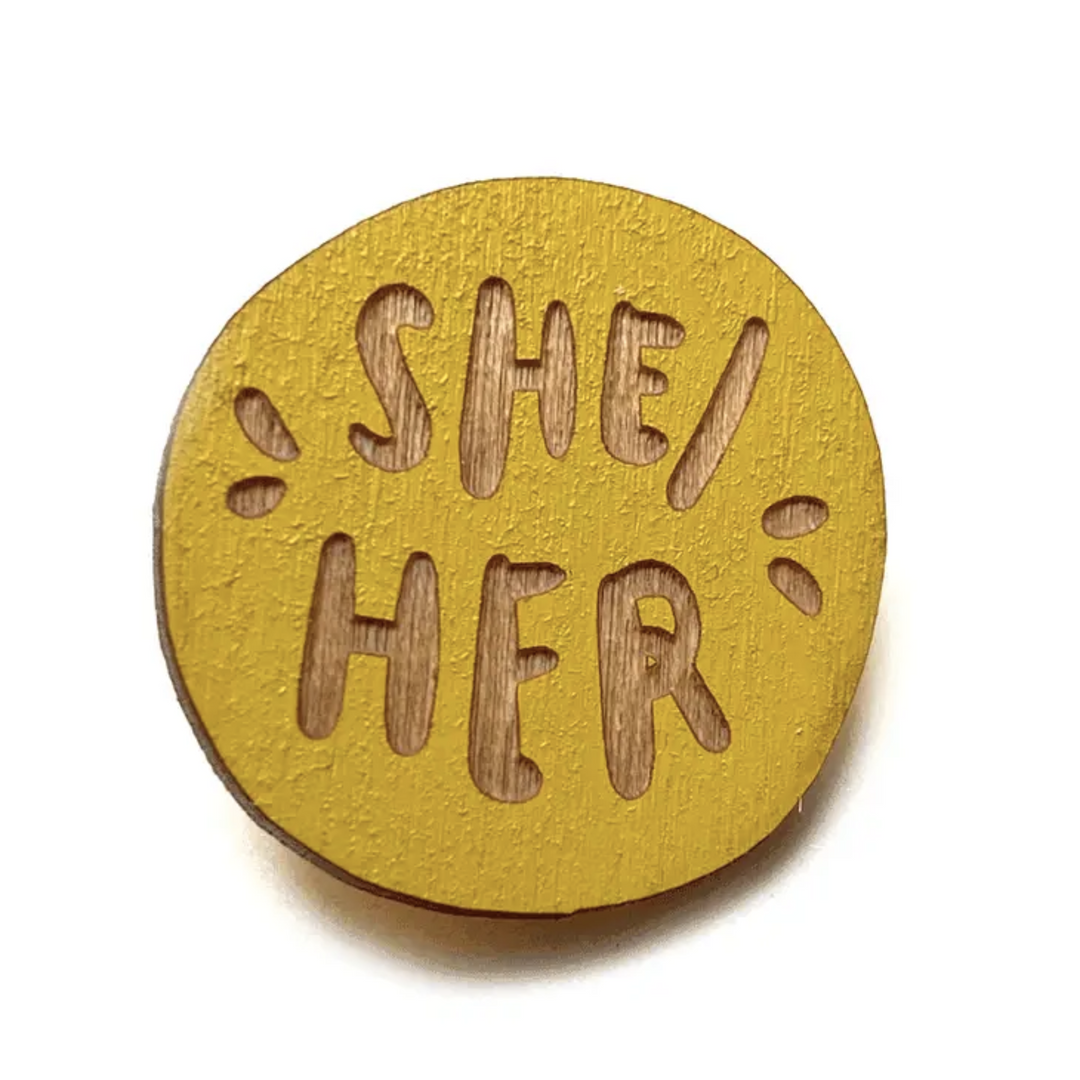 Magnetic Laser-engraved Pronoun Pins