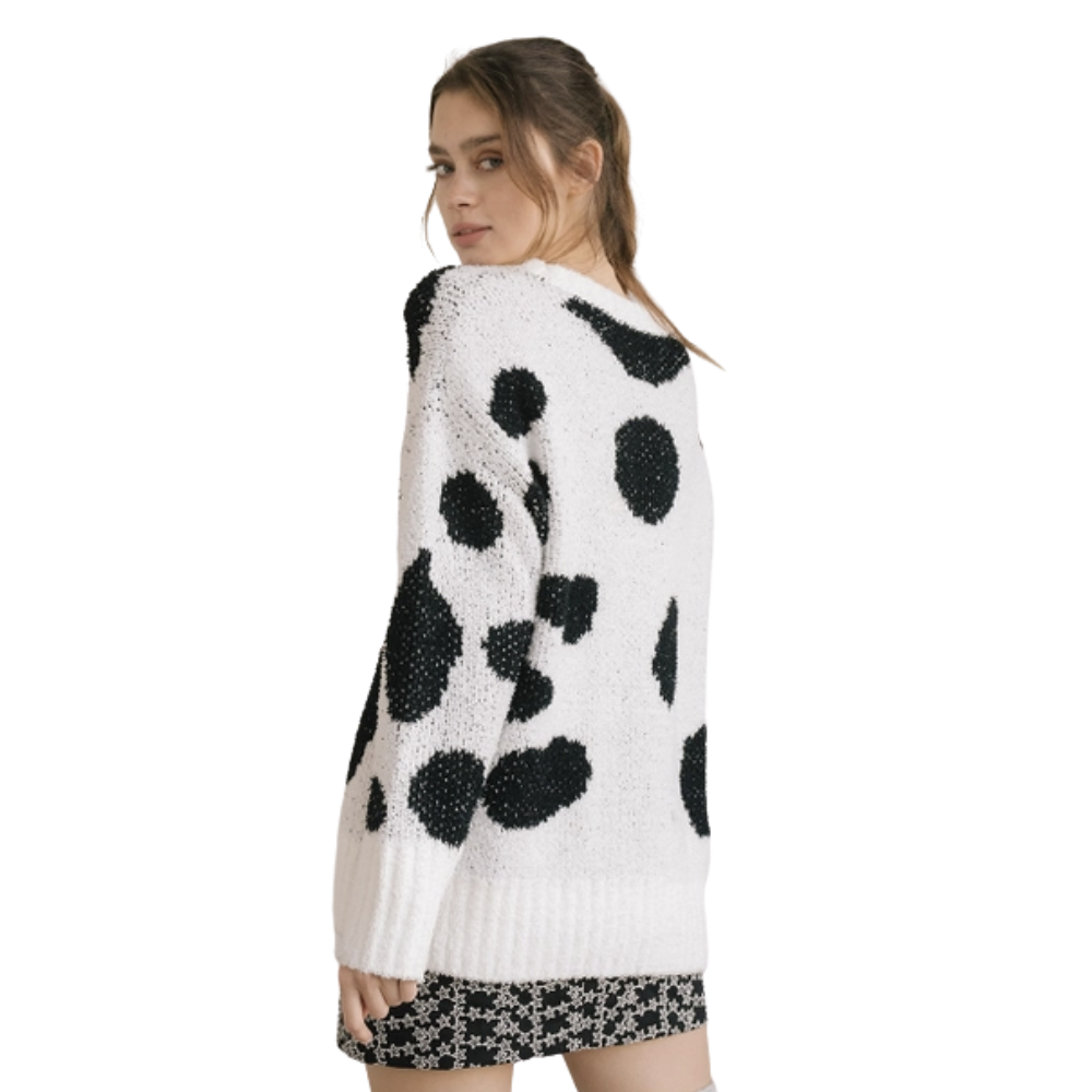 Spotted Long Chunky Knit Sweater
