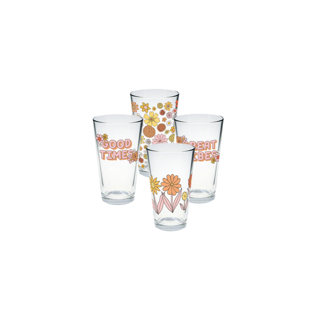 Pint Glass Individual Flower Power