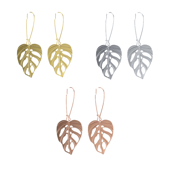 Monstera Adansonii Leaf Earrings