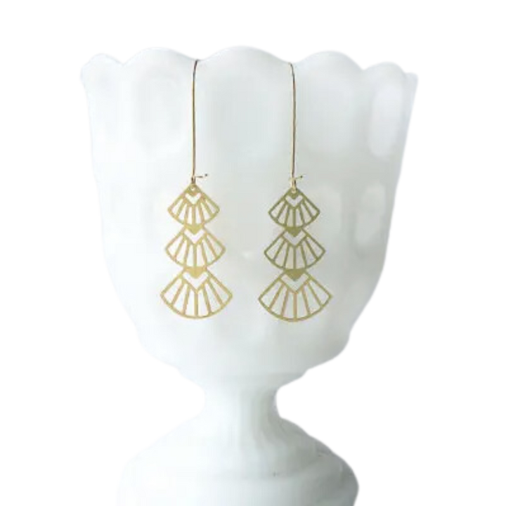 Art Deco Triangles Stacked Earrings