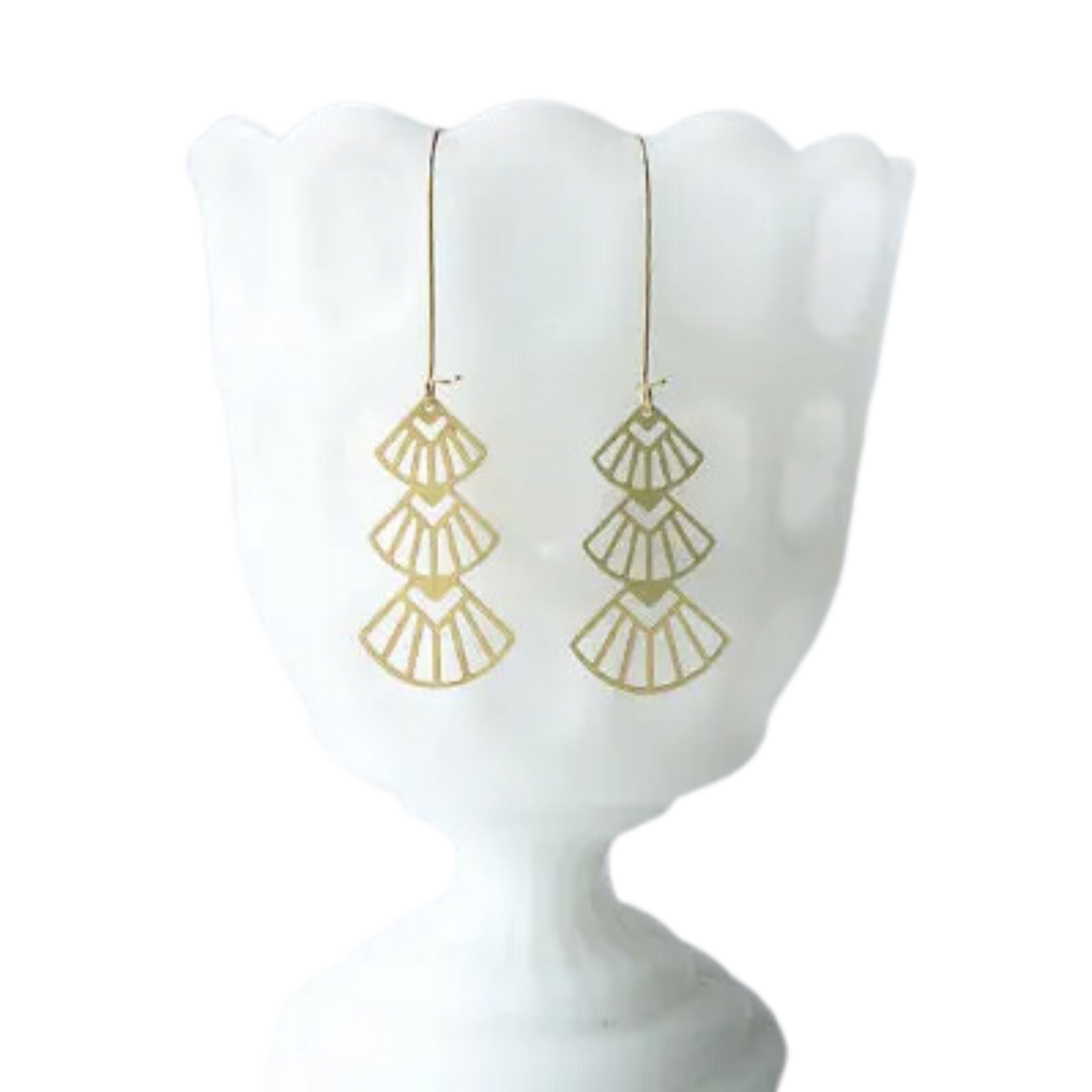 Art Deco Triangles Stacked Earrings