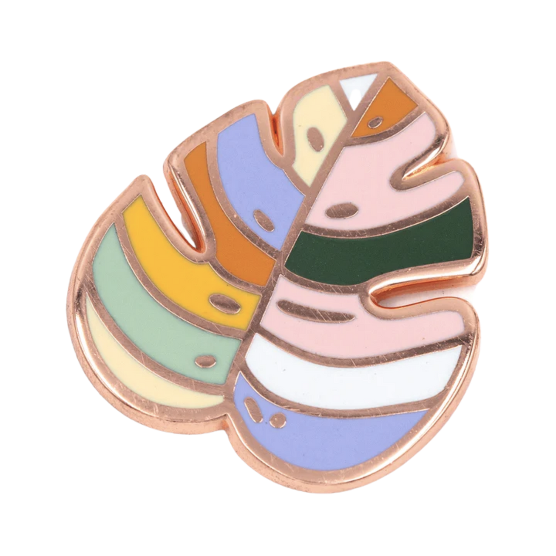 Rainbow Palm Leaf Enamel Pin