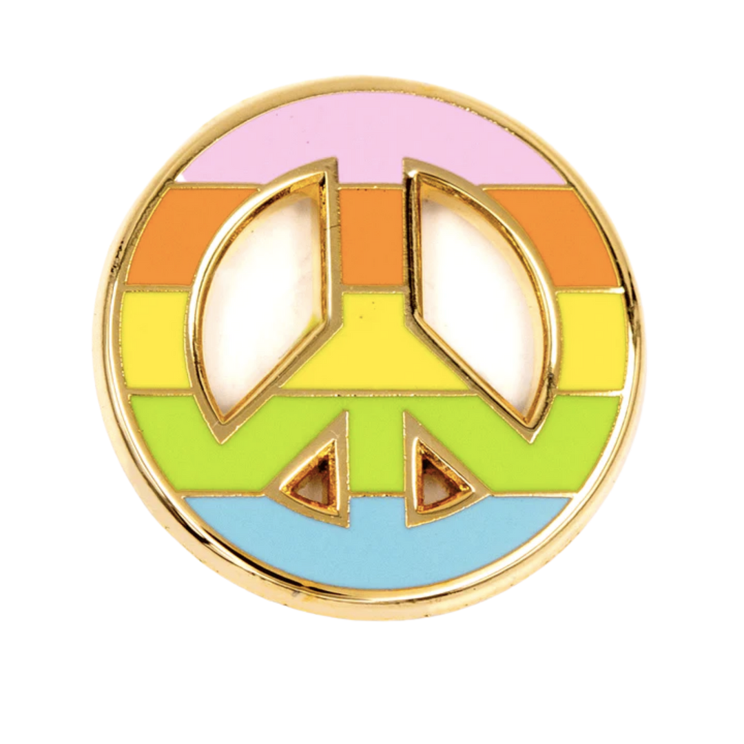 Rainbow Peace Sign Enamel Pin
