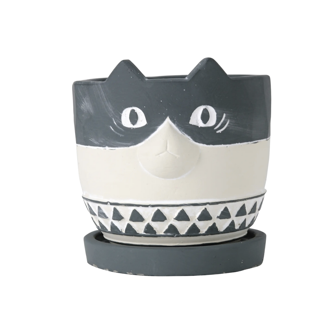 Animal Cement Planter Calico Cat