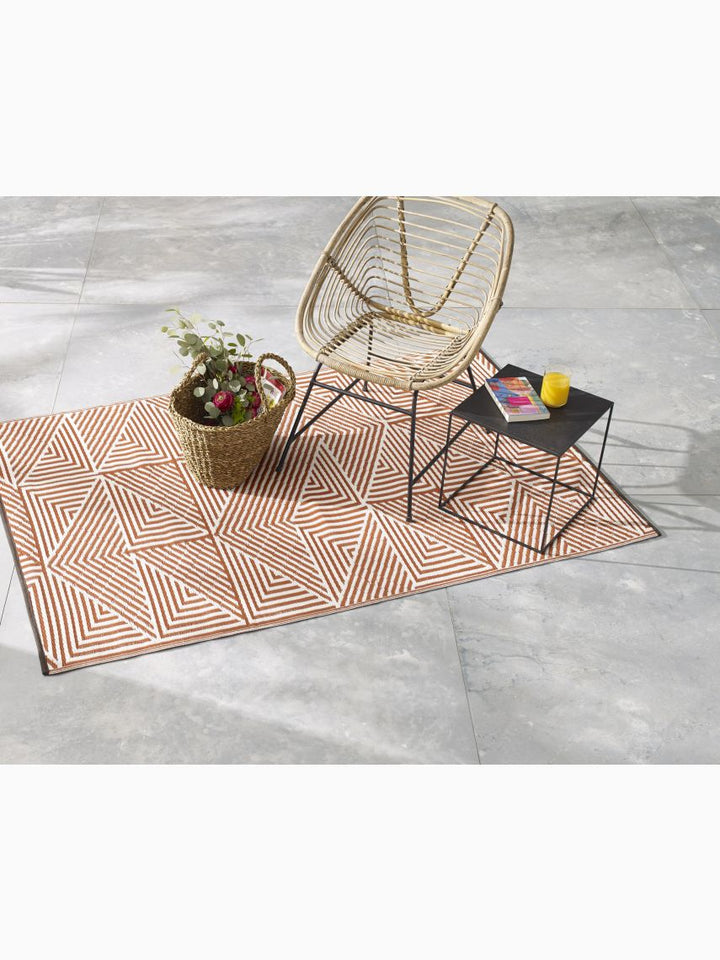 Tokyo - Burnt Orange Geometric Outdoor Rug