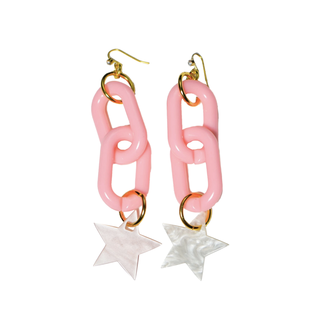 Chainlink Starr Baby Pink Earrings