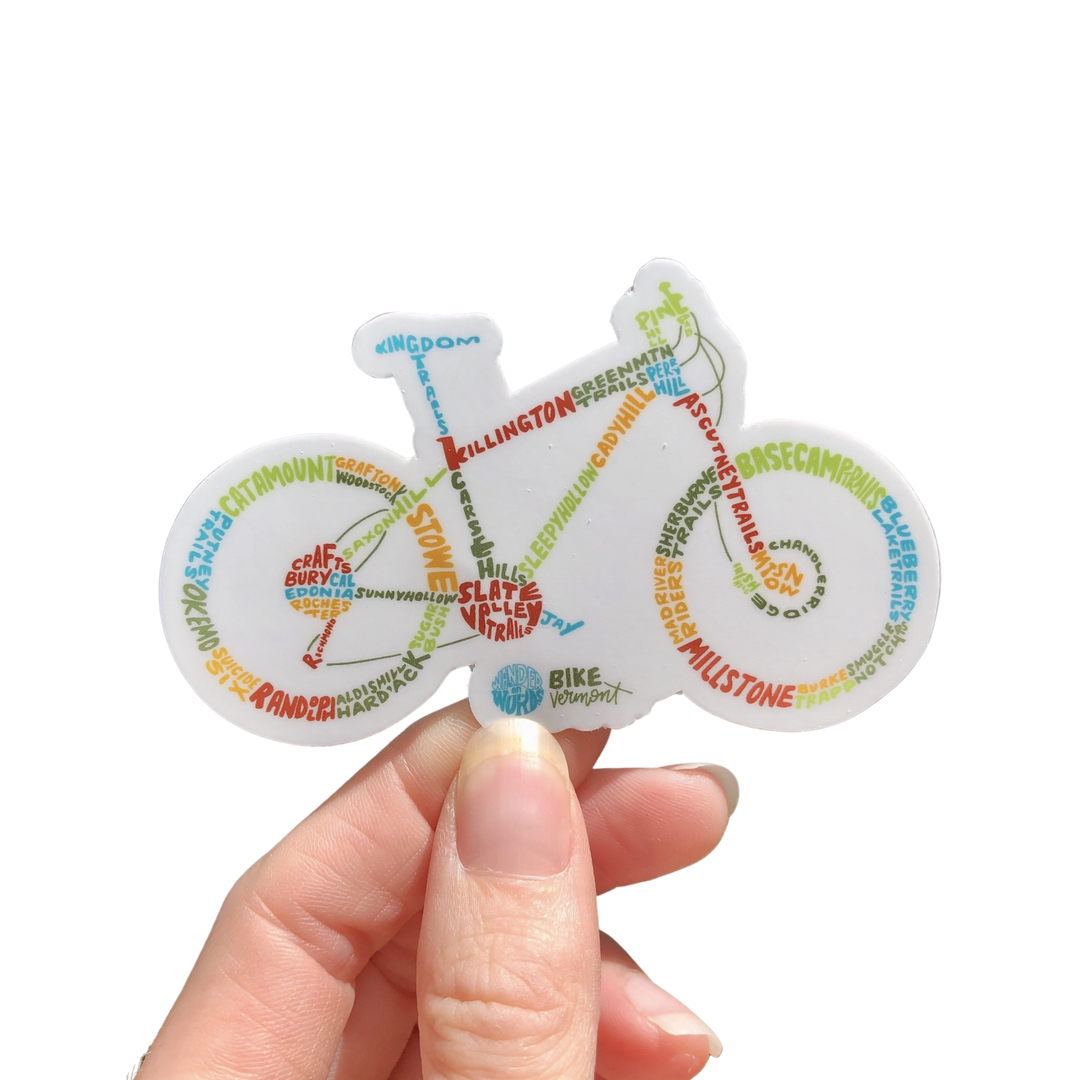Hand-Lettered Mountain Bike Vermont Sticker
