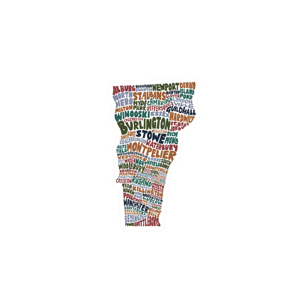 Hand-Lettered Vermont Towns Sticker