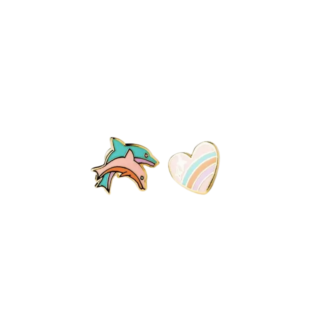 Heart and Dolphin Earrings