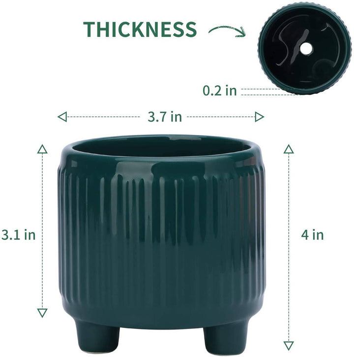 Teal Ceramic Pot with Legs, 3.3"