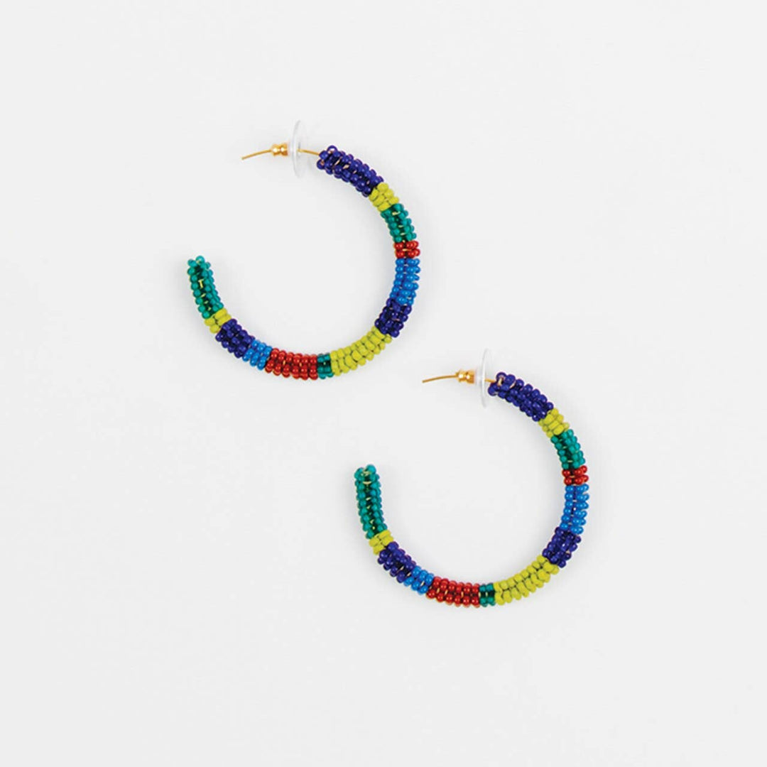 Striped Hoop Post Earring