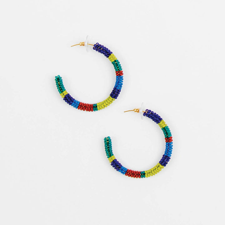 Striped Hoop Post Earring
