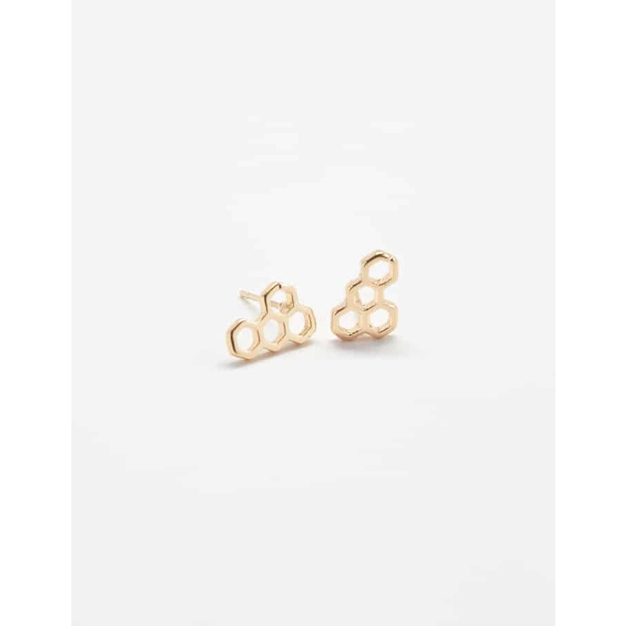 Gold Honeycomb Stud Earrings