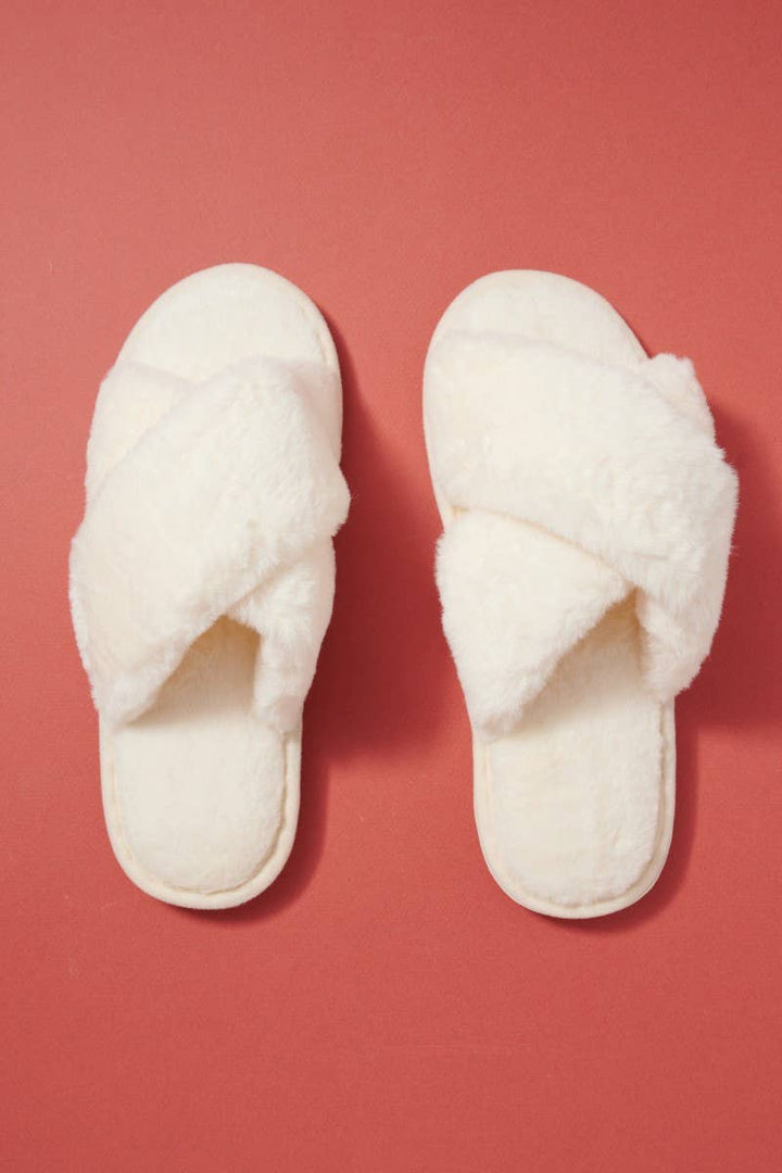 Cream Furry Slippers