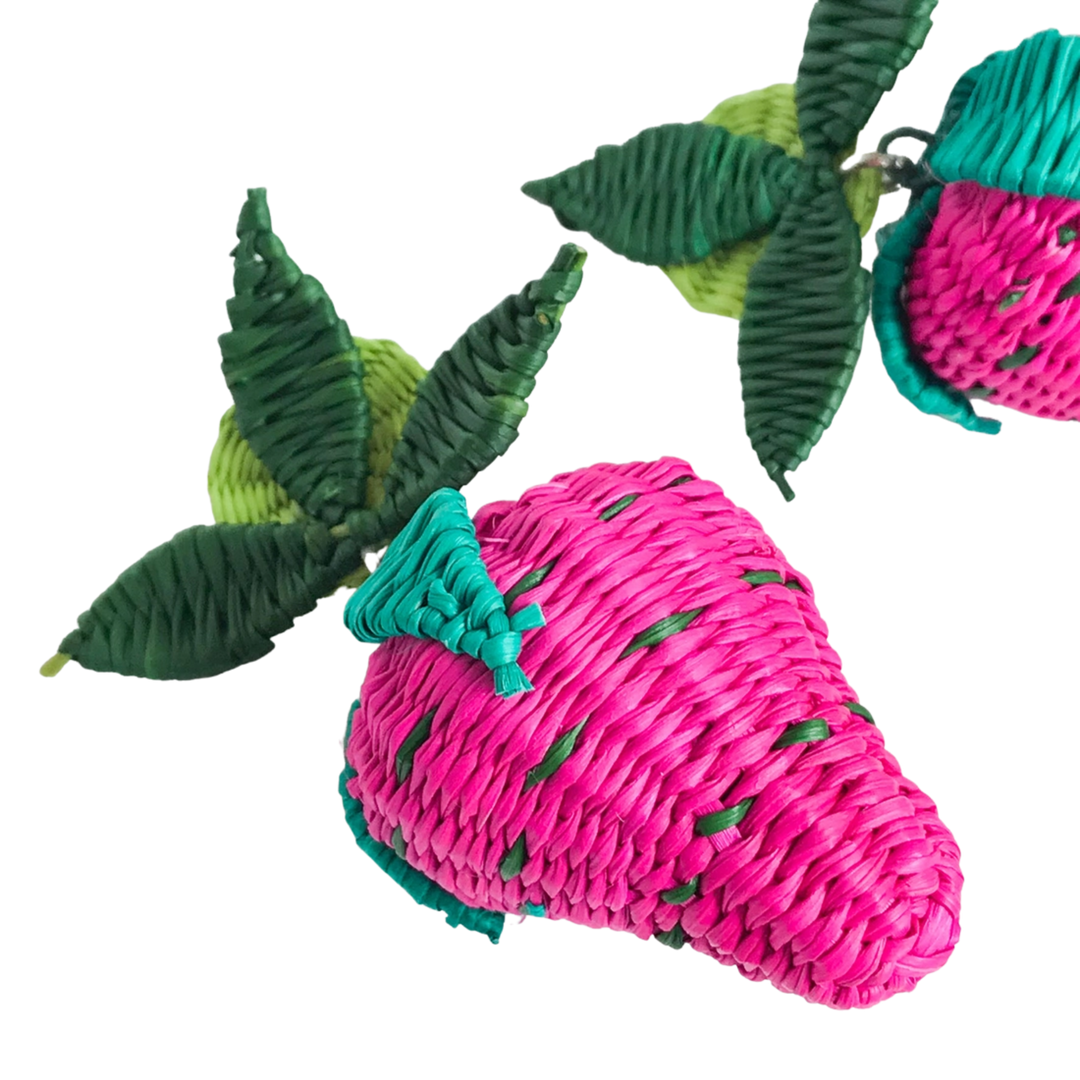 Iraca Woven Fruta & Leaf Bloom Stud Earrings - Large