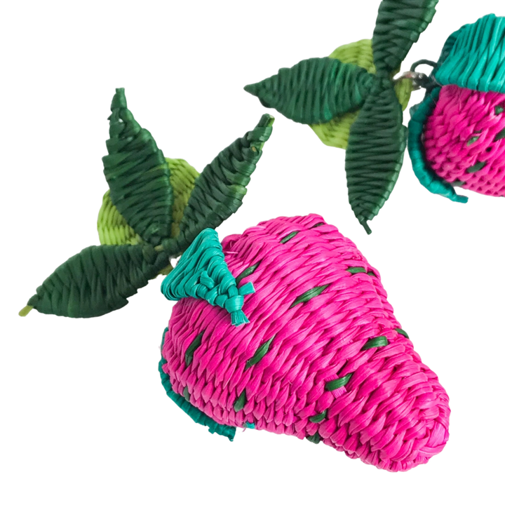 Iraca Woven Fruta & Leaf Bloom Stud Earrings - Large