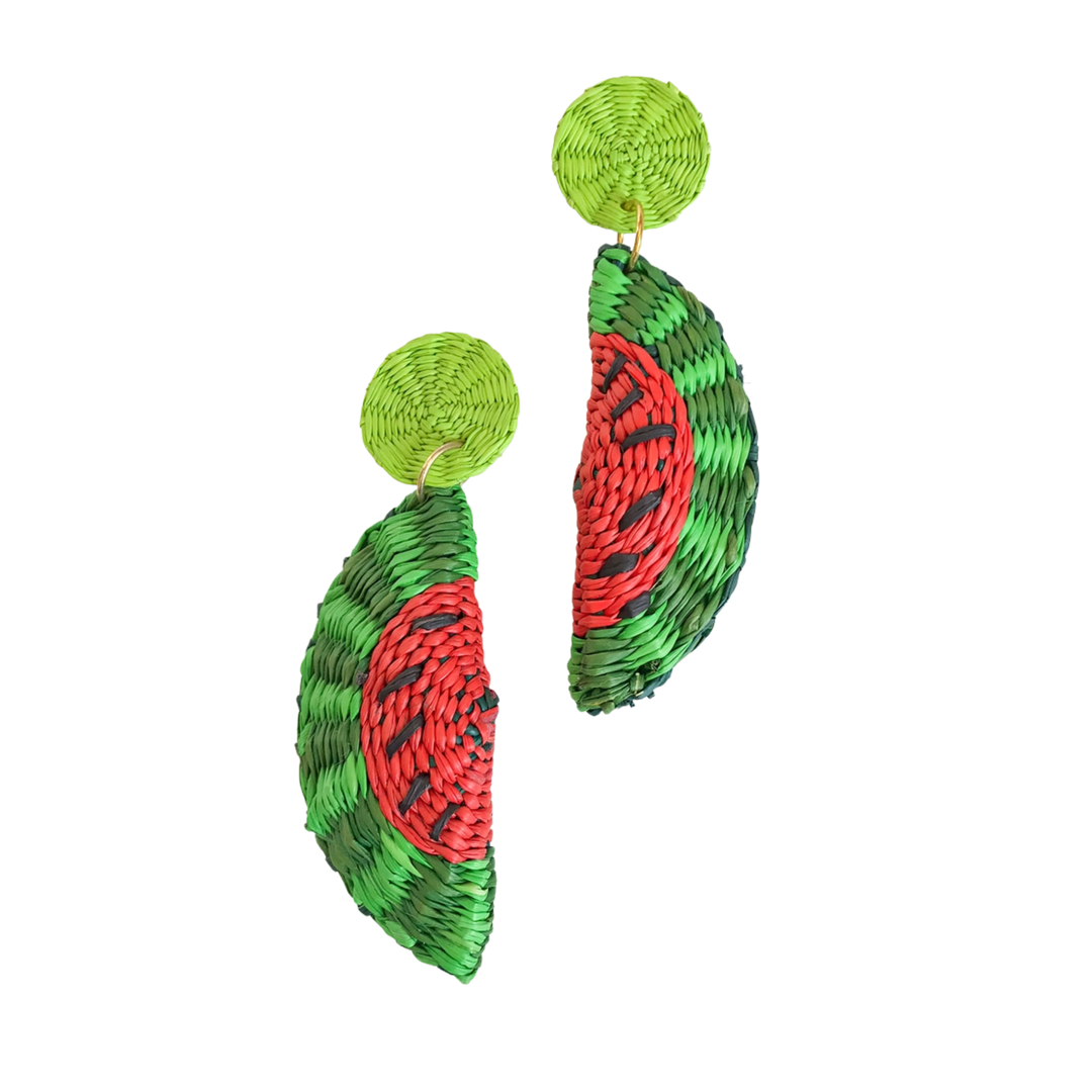 Iraca Woven Fruta & Leaf Bloom Stud Earrings - Large