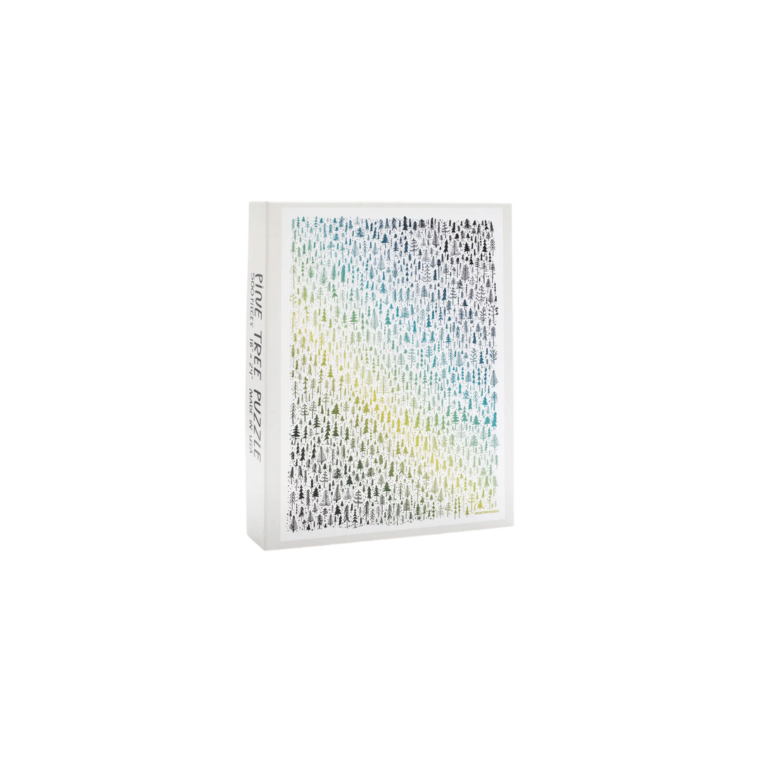 Box with rainbow ombre tree print.
