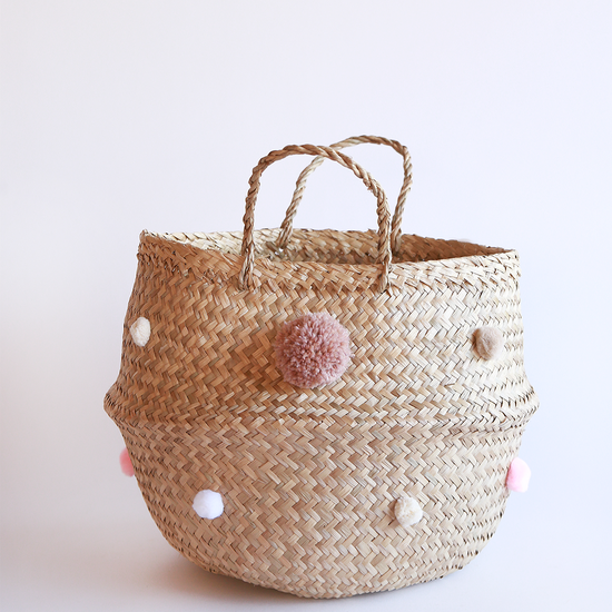 Blush Pom Pom Basket