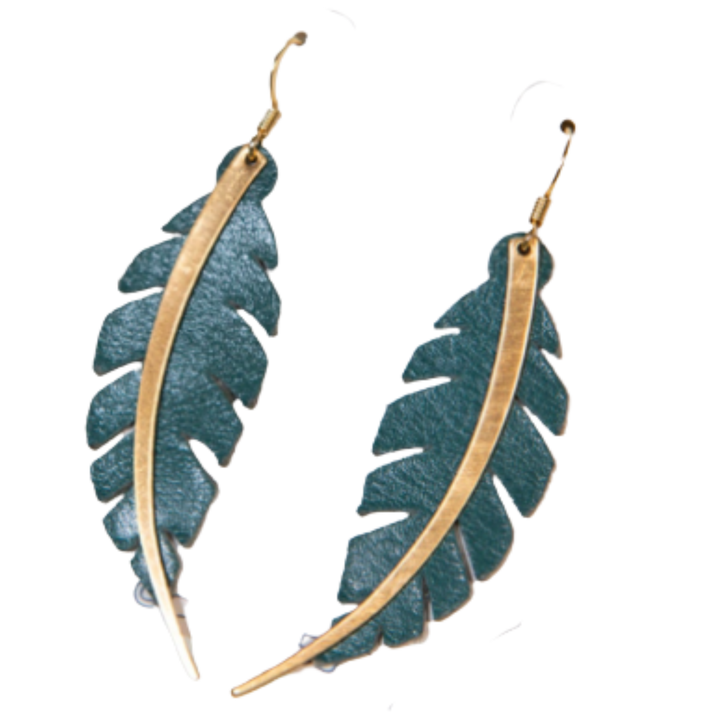 Feather and Brass Earrings