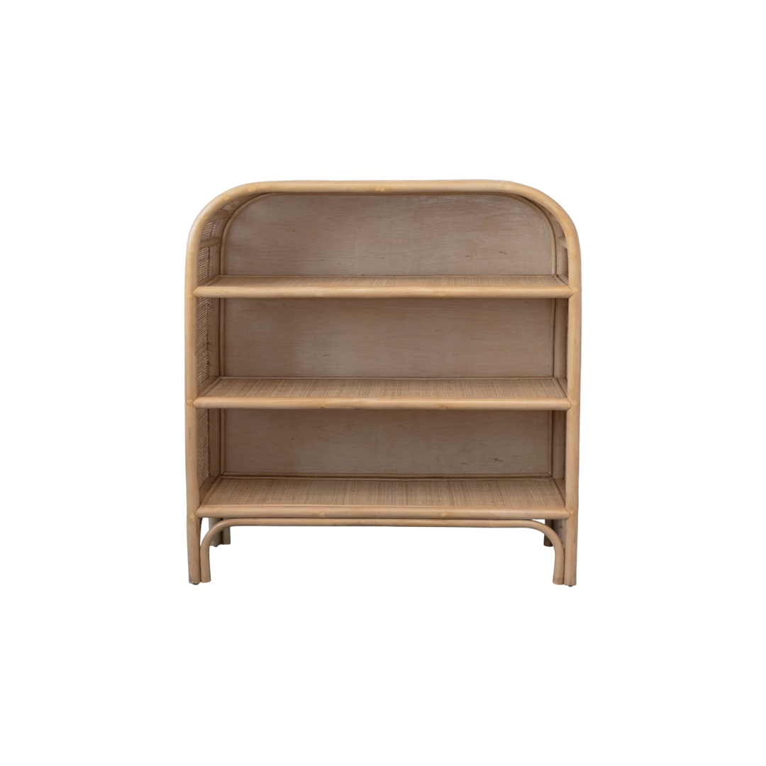 Handmade Rattan Shelf with Curved Top and 3 Shelves