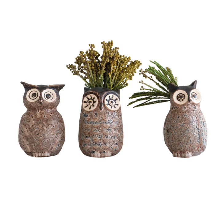 Stoneware Owl Vase