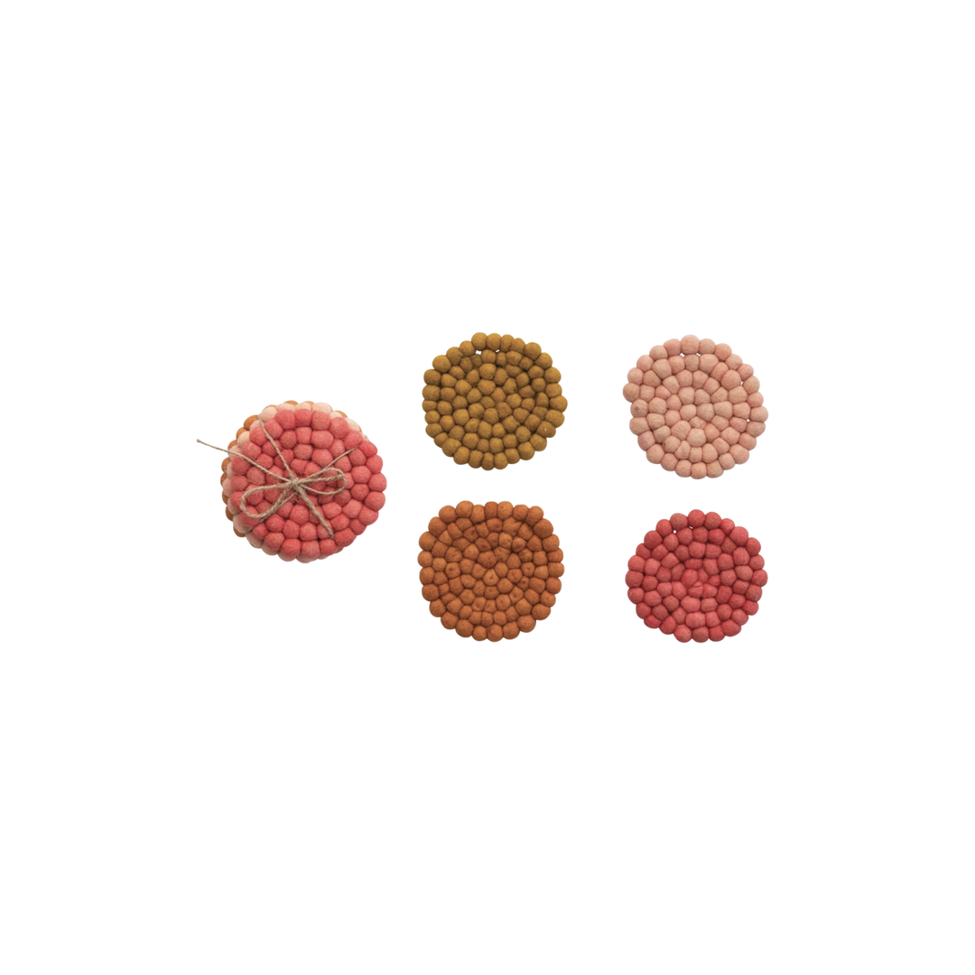 Wool Felt Ball Coasters