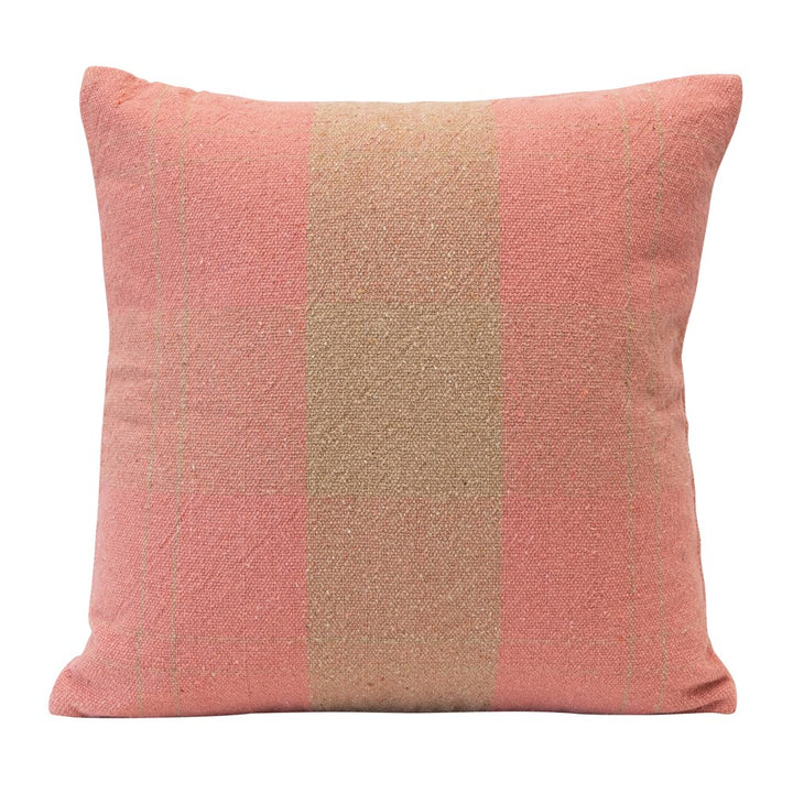 Square Plaid Pillow - Pink and Tan