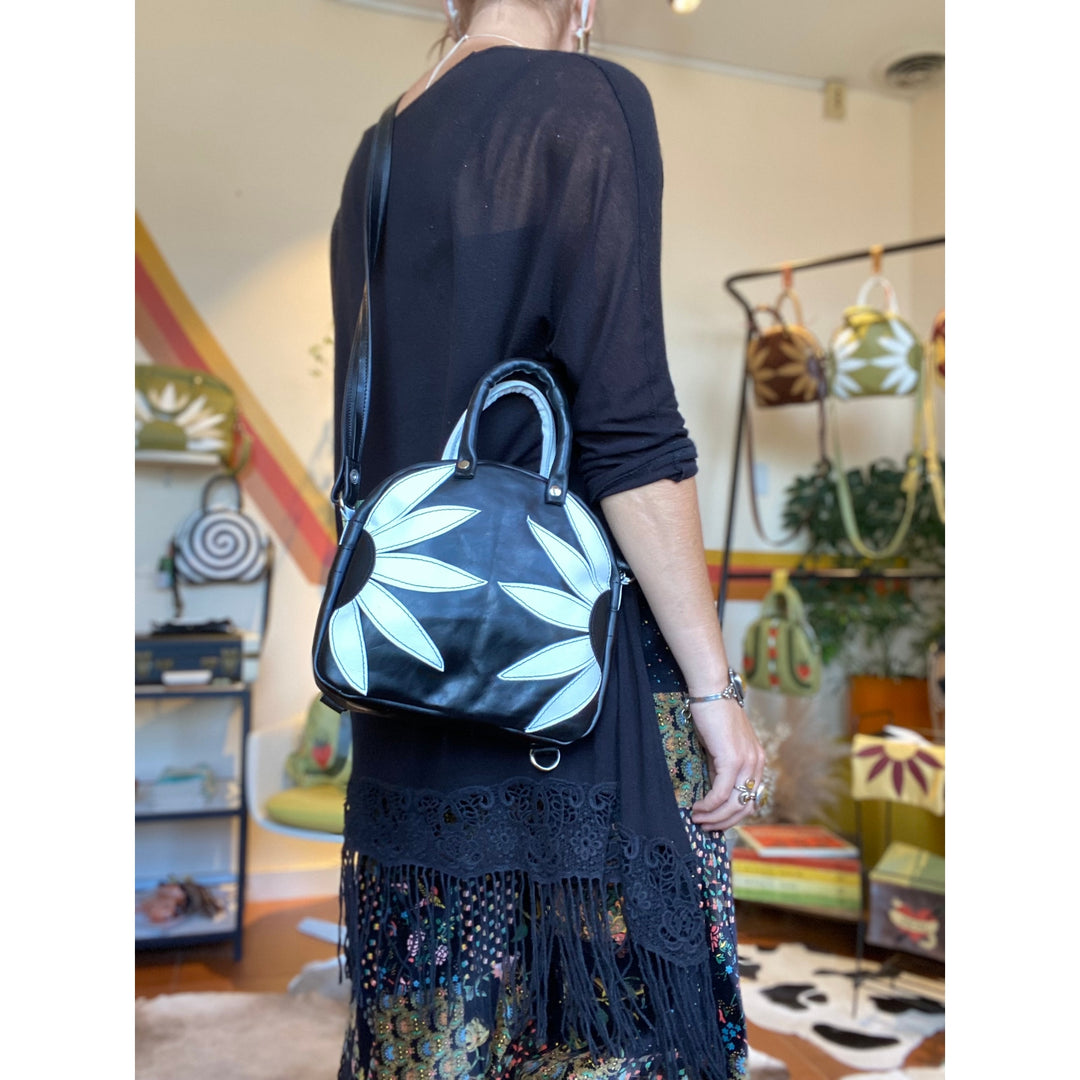 Crossbody Bowler Bag - Black-Eyed Susan Black