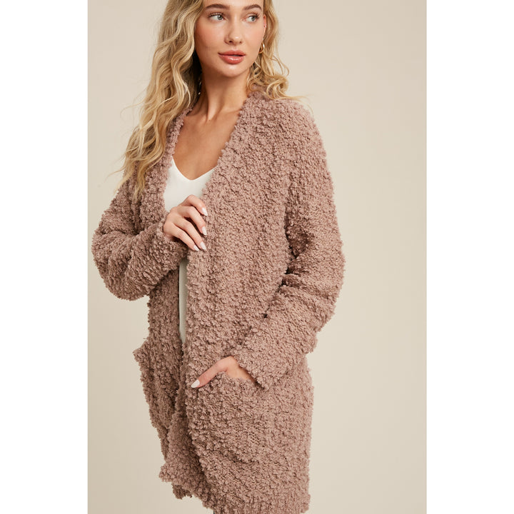 Fluffy Bouclé Open Front Cardigan