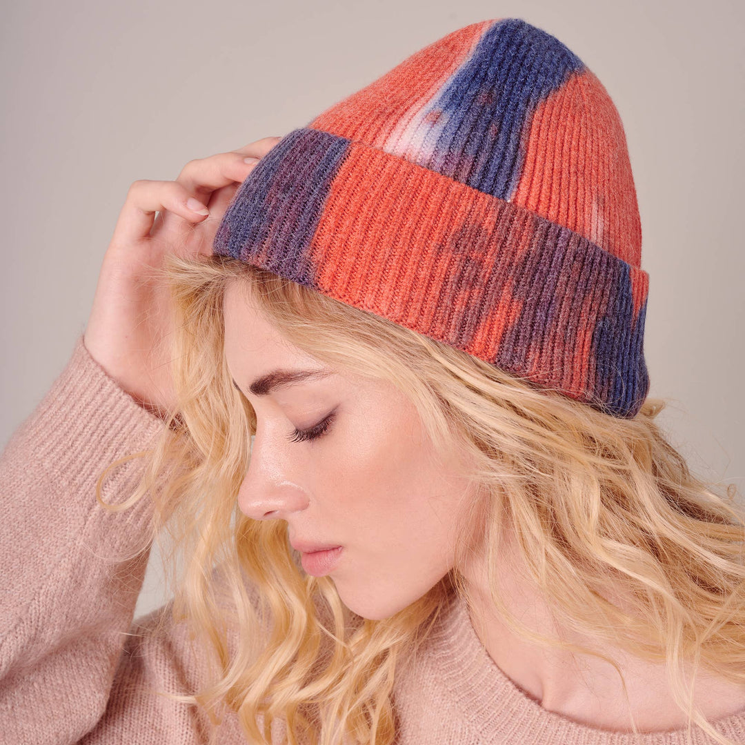 Tie Dye Print Fitted Cuffed Beanie