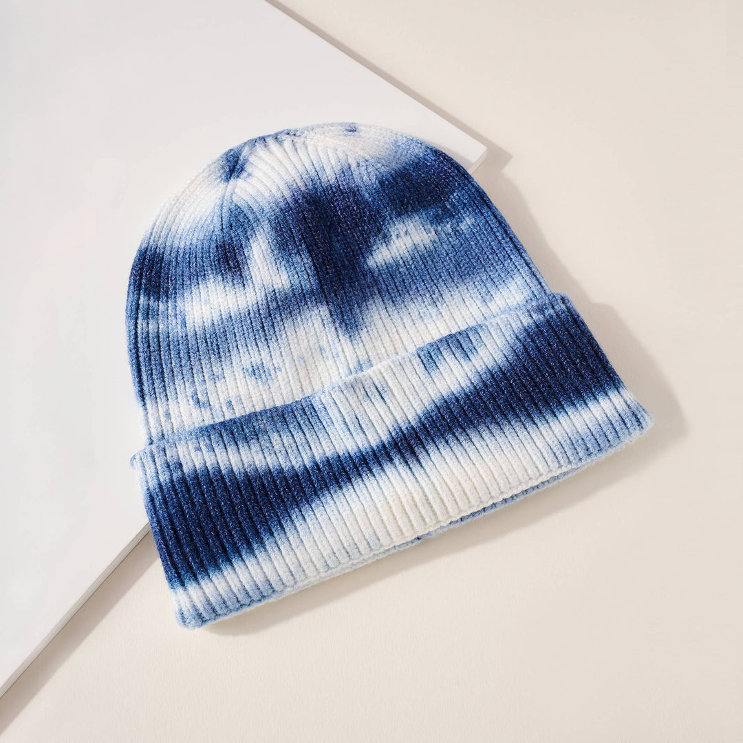 Tie Dye Print Fitted Cuffed Beanie