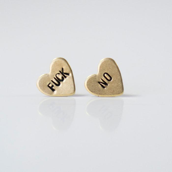 Fuck No Heart Studs