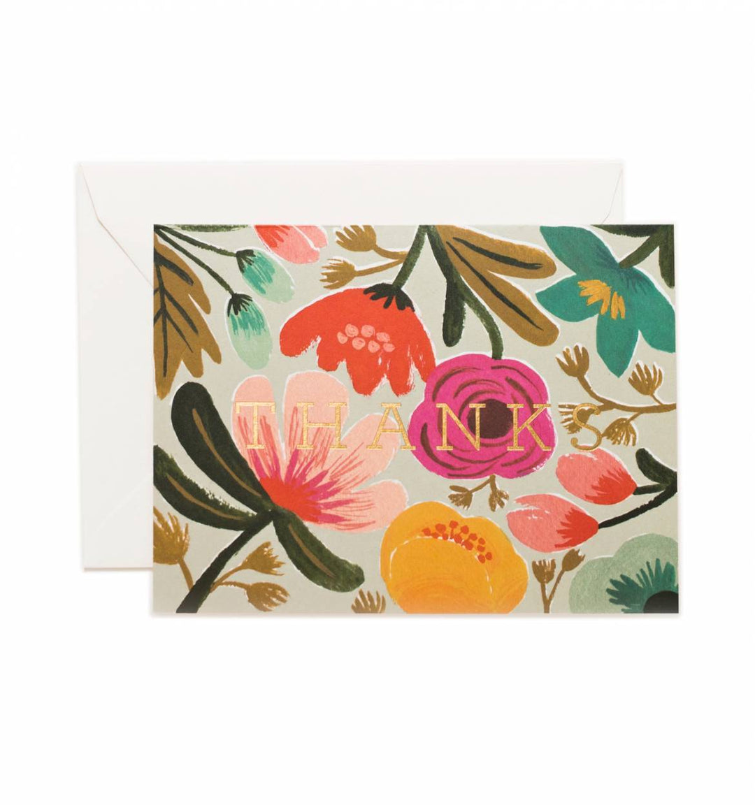 Gold Floral Thank You Card
