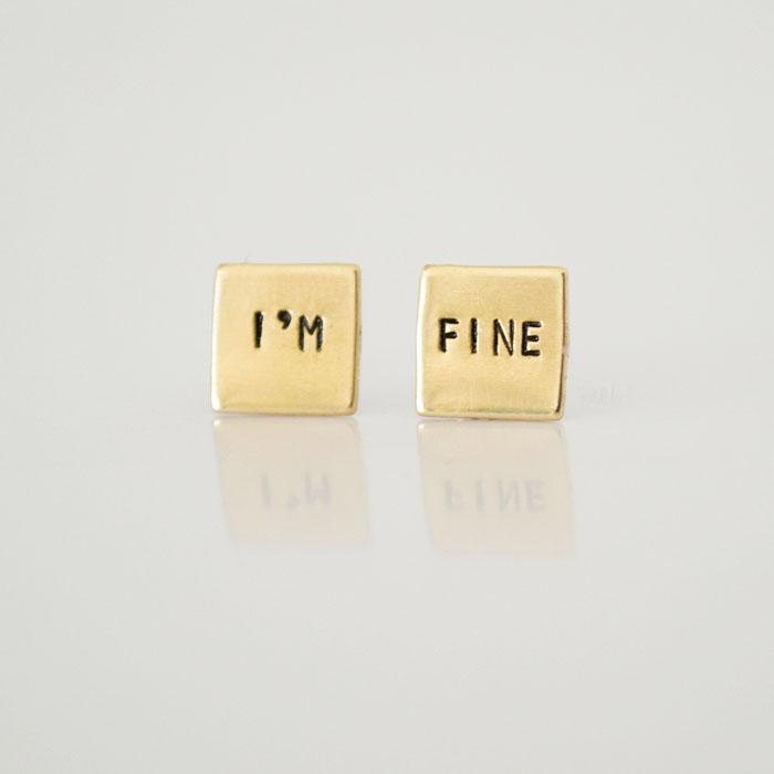 I'm Fine Square Studs