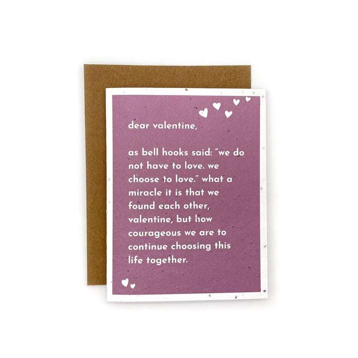 Bell Hooks Dear Valentine Seed Paper Card