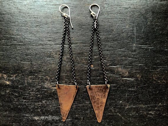 Brass Angular Small Earrings