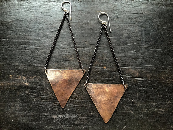 Brass Triangle Earrings