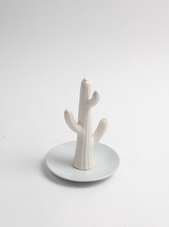 White Cactus Jewelry Holder