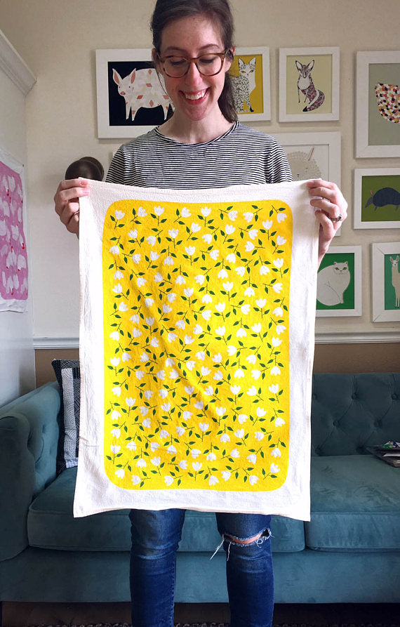 Yellow Flowers Tea Towel