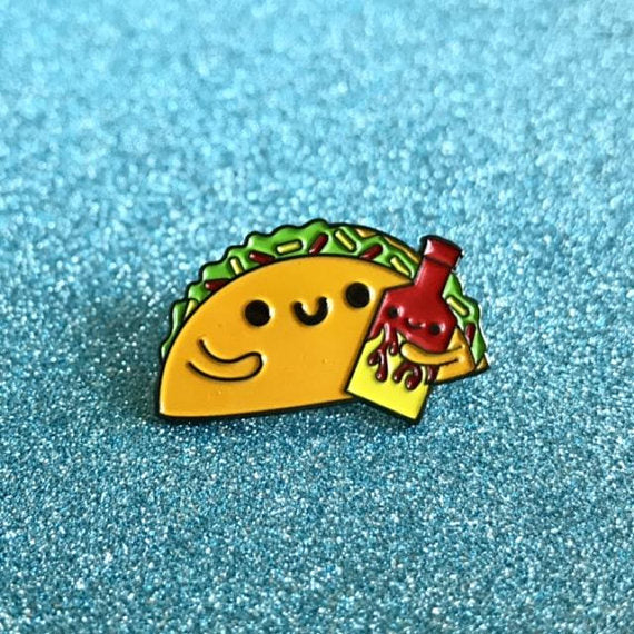 Make It Spicy Taco & Hot Sauce Enamel Pin