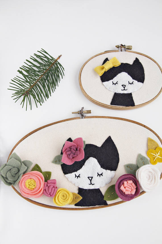 Small Cat with Bow Nursery Wall Art
