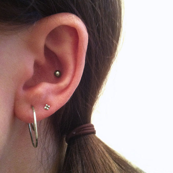 Mini Four Bead Stud Earrings - Sterling Silver