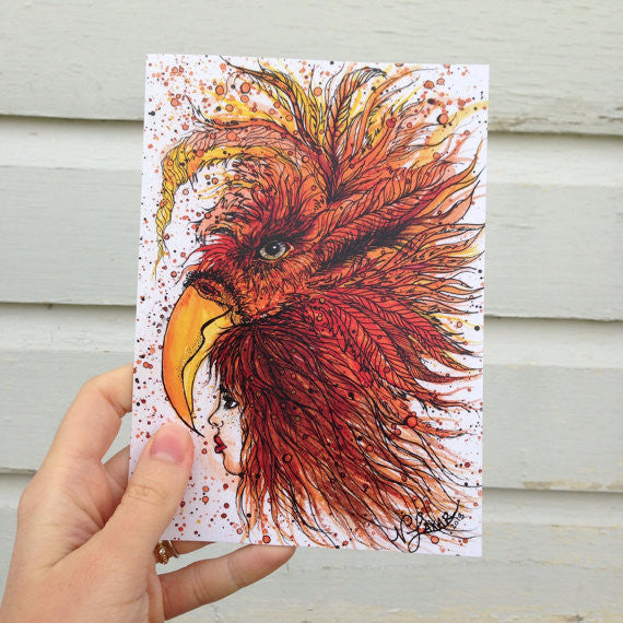 Phoenix Headdress Greeting Card // by Nikki Laxar Art
