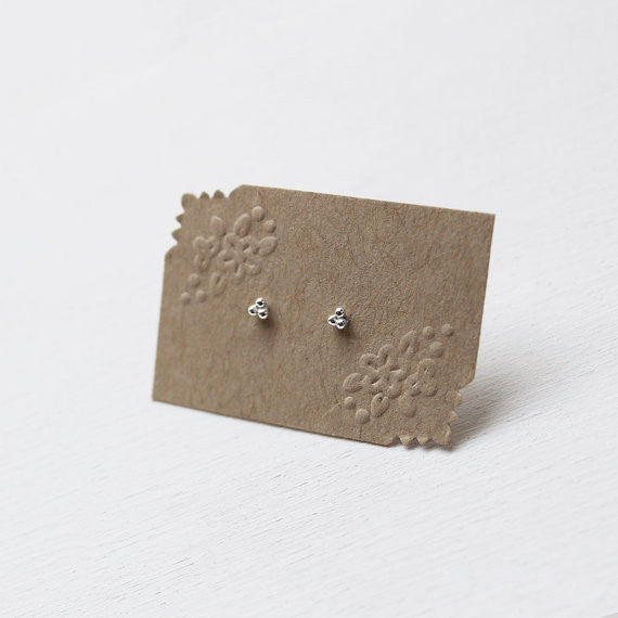 Mini Triple Bead Stud Earrings - Sterling Silver