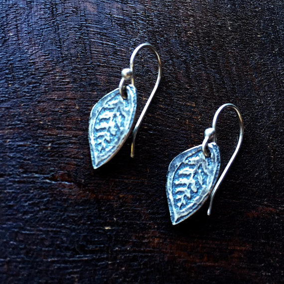 Tiny Silver Leaf  Earrings